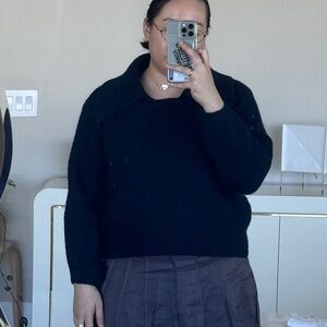 ZARA Peter Pan Collar Navy Sweater